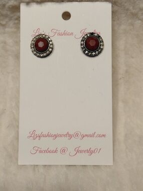 Fashion Jewelry Burgundy Crystal Halo Stud Earrings BUNDLE SAVE ON SHIPPING